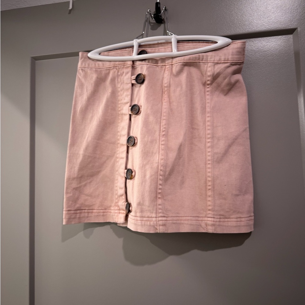 Altar'd State Blush Button-Front Mini Skirt